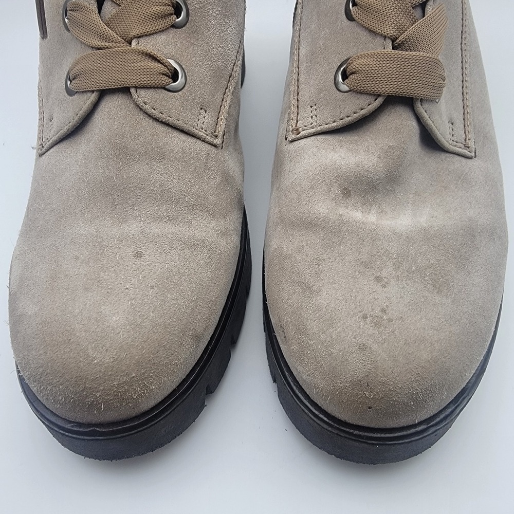 Gabor Womens Taupe Suede Lace Up Side Zip Lug Sole Combat Ankle Boots Size 7.5 - Picture 5 of 12